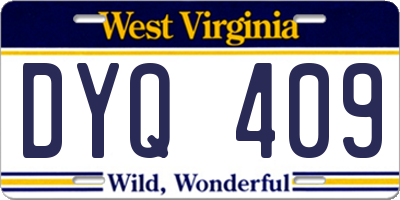WV license plate DYQ409