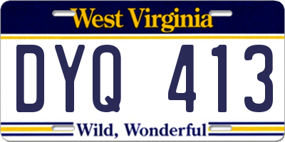 WV license plate DYQ413