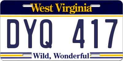 WV license plate DYQ417