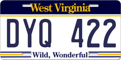 WV license plate DYQ422