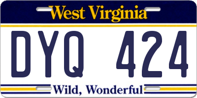 WV license plate DYQ424
