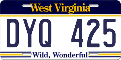 WV license plate DYQ425