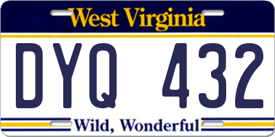 WV license plate DYQ432