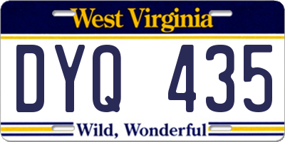 WV license plate DYQ435