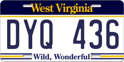 WV license plate DYQ436