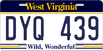 WV license plate DYQ439