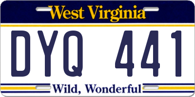 WV license plate DYQ441
