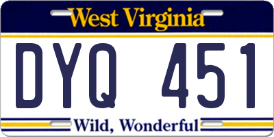 WV license plate DYQ451