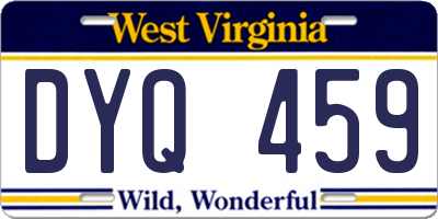 WV license plate DYQ459