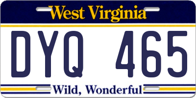 WV license plate DYQ465
