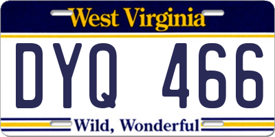 WV license plate DYQ466