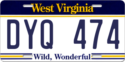 WV license plate DYQ474