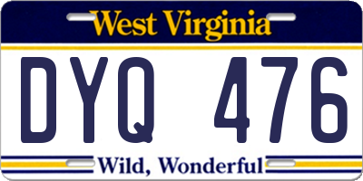 WV license plate DYQ476