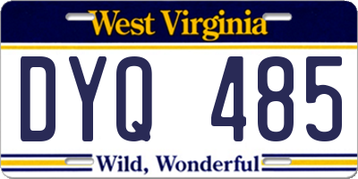 WV license plate DYQ485