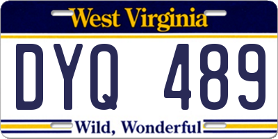 WV license plate DYQ489