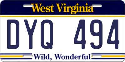 WV license plate DYQ494