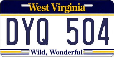 WV license plate DYQ504