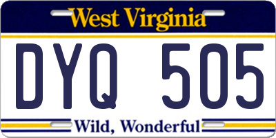 WV license plate DYQ505