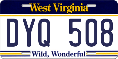WV license plate DYQ508