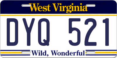 WV license plate DYQ521