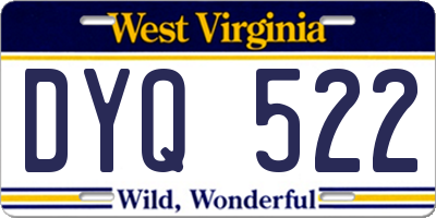 WV license plate DYQ522