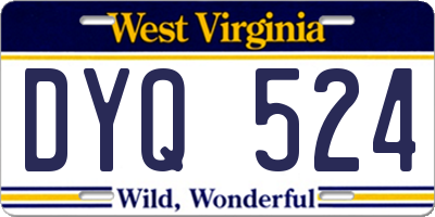 WV license plate DYQ524