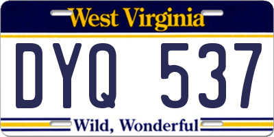 WV license plate DYQ537
