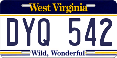 WV license plate DYQ542