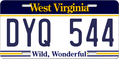 WV license plate DYQ544