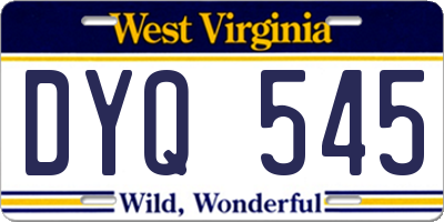 WV license plate DYQ545