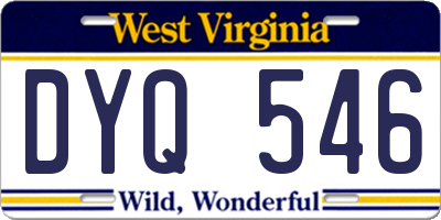 WV license plate DYQ546