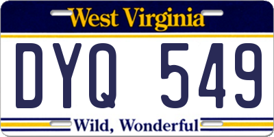 WV license plate DYQ549