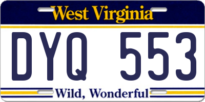 WV license plate DYQ553
