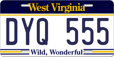 WV license plate DYQ555