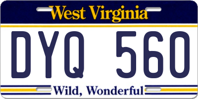 WV license plate DYQ560