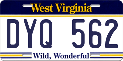 WV license plate DYQ562