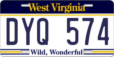 WV license plate DYQ574