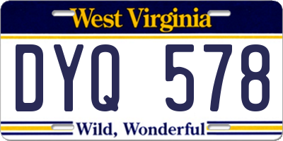 WV license plate DYQ578
