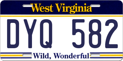 WV license plate DYQ582