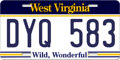 WV license plate DYQ583