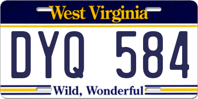 WV license plate DYQ584