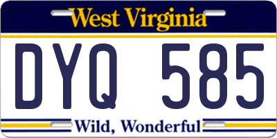 WV license plate DYQ585