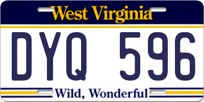 WV license plate DYQ596