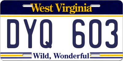 WV license plate DYQ603