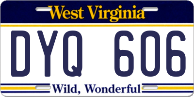 WV license plate DYQ606