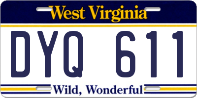 WV license plate DYQ611
