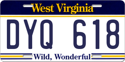 WV license plate DYQ618