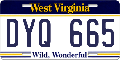 WV license plate DYQ665