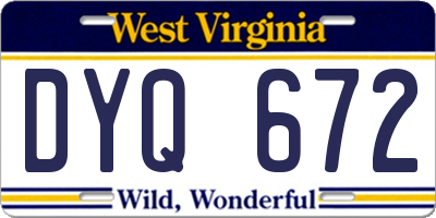 WV license plate DYQ672