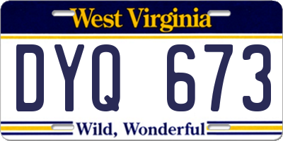 WV license plate DYQ673